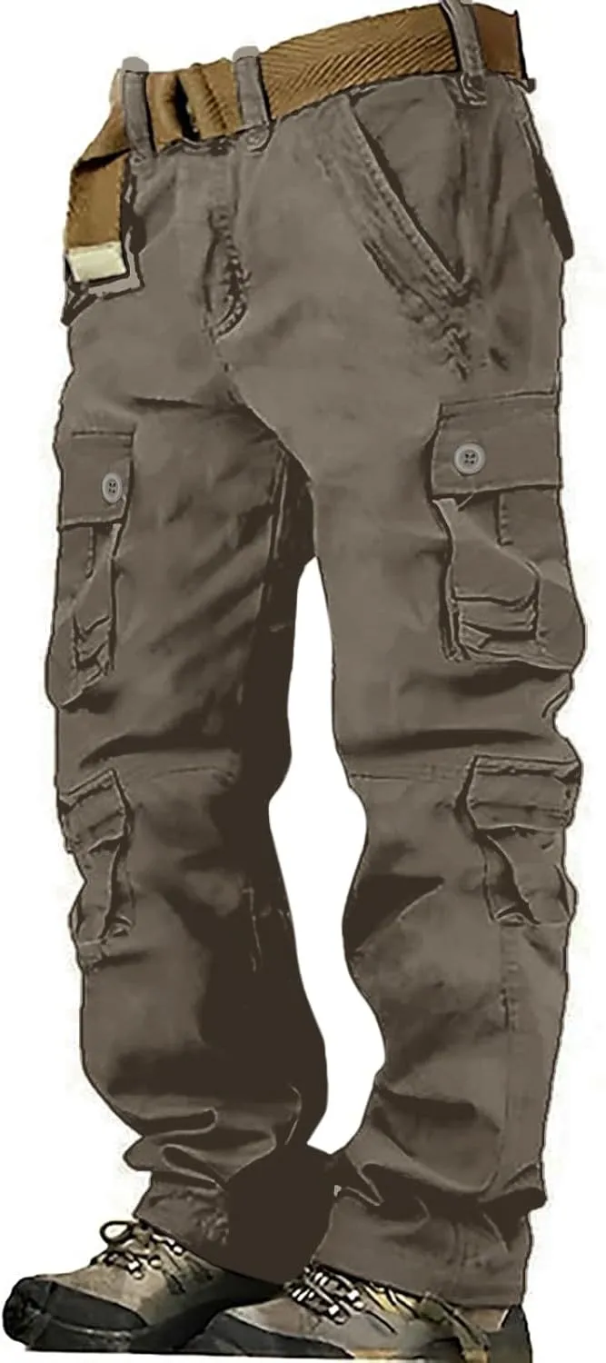 Tactical Cargo Pants for Men Military Wild Camo Trousers with Six Pocket Loose Leg Lightweight Pants