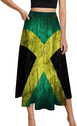 TAIZIYEAH Pleated Midi Skirts for Women Flower Print Casual Half Length Skirt