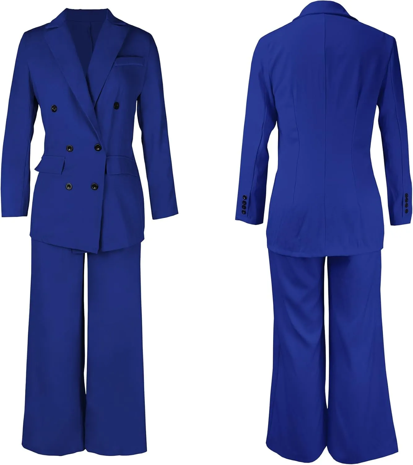 Tcremisa Women's Fashion Pants Suit 2 Piece Business Outfits Casual Double Breasted Blazer and Pant Sets