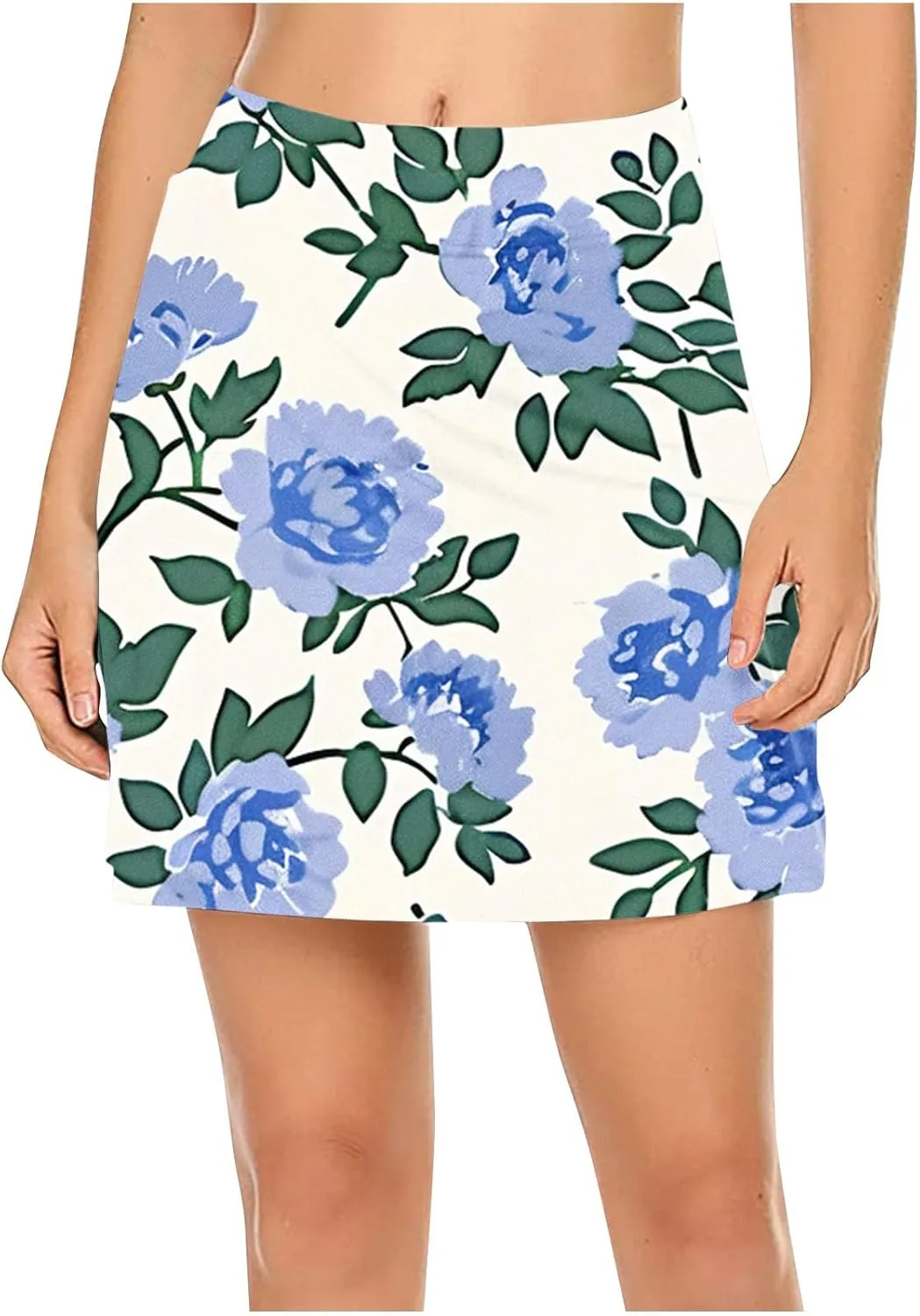 Tennis Skirts Women Floral Graphic Skirt High Waisted Stretchy Summer Beach Skirts Boho Trendy Skirt for Vacation
