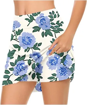 Tennis Skirts Women Floral Graphic Skirt High Waisted Stretchy Summer Beach Skirts Boho Trendy Skirt for Vacation