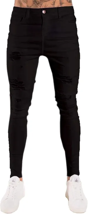 Thatrich Men's Distressed Jeans Slim Fit Moto Jeans Biker Pants Tapered Leg Denim Pants Straight Leg Trousers 2025 Fashion