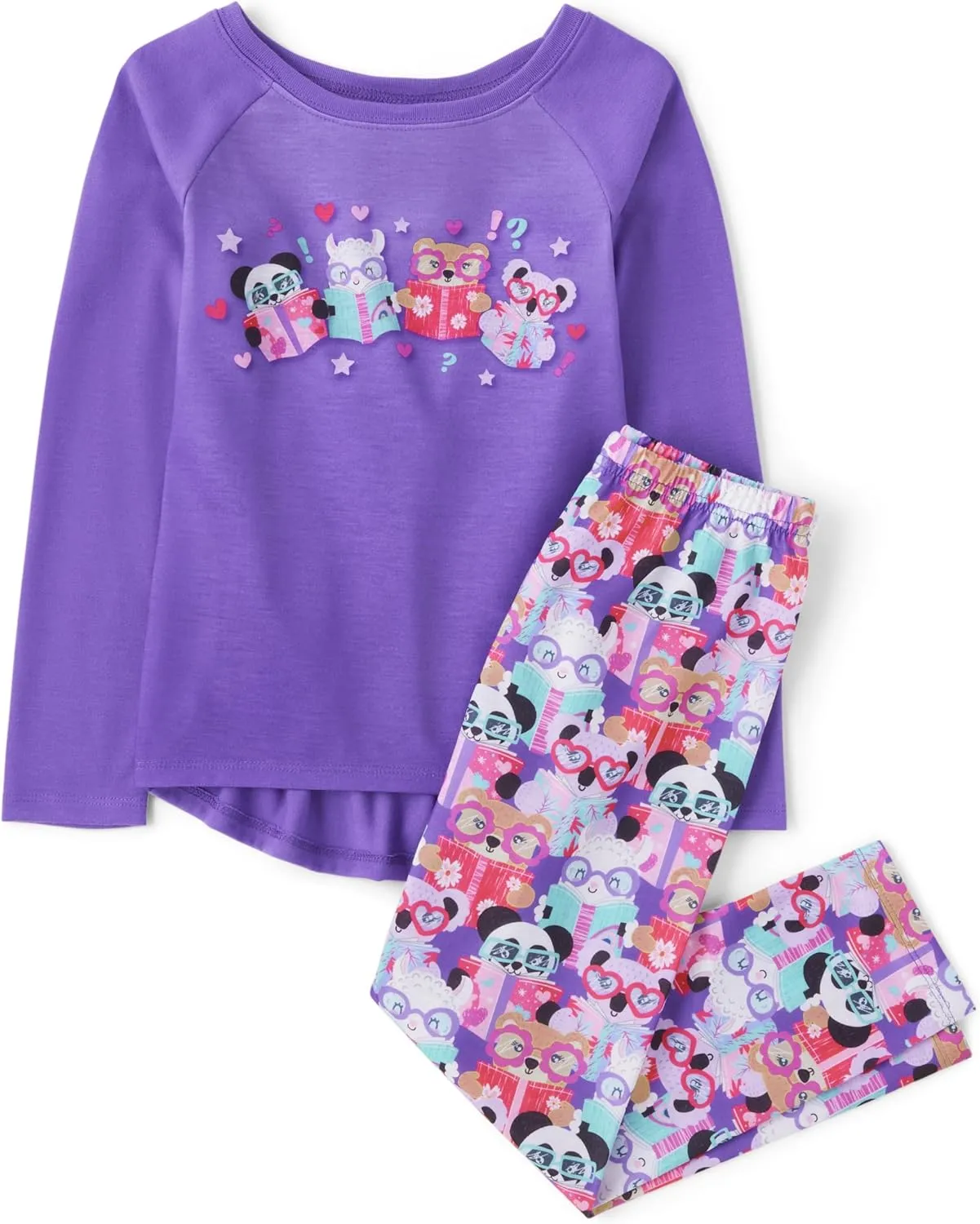 The Children's Place Girls' Long Sleeve Top and Pants,2 Piece Pajama Set