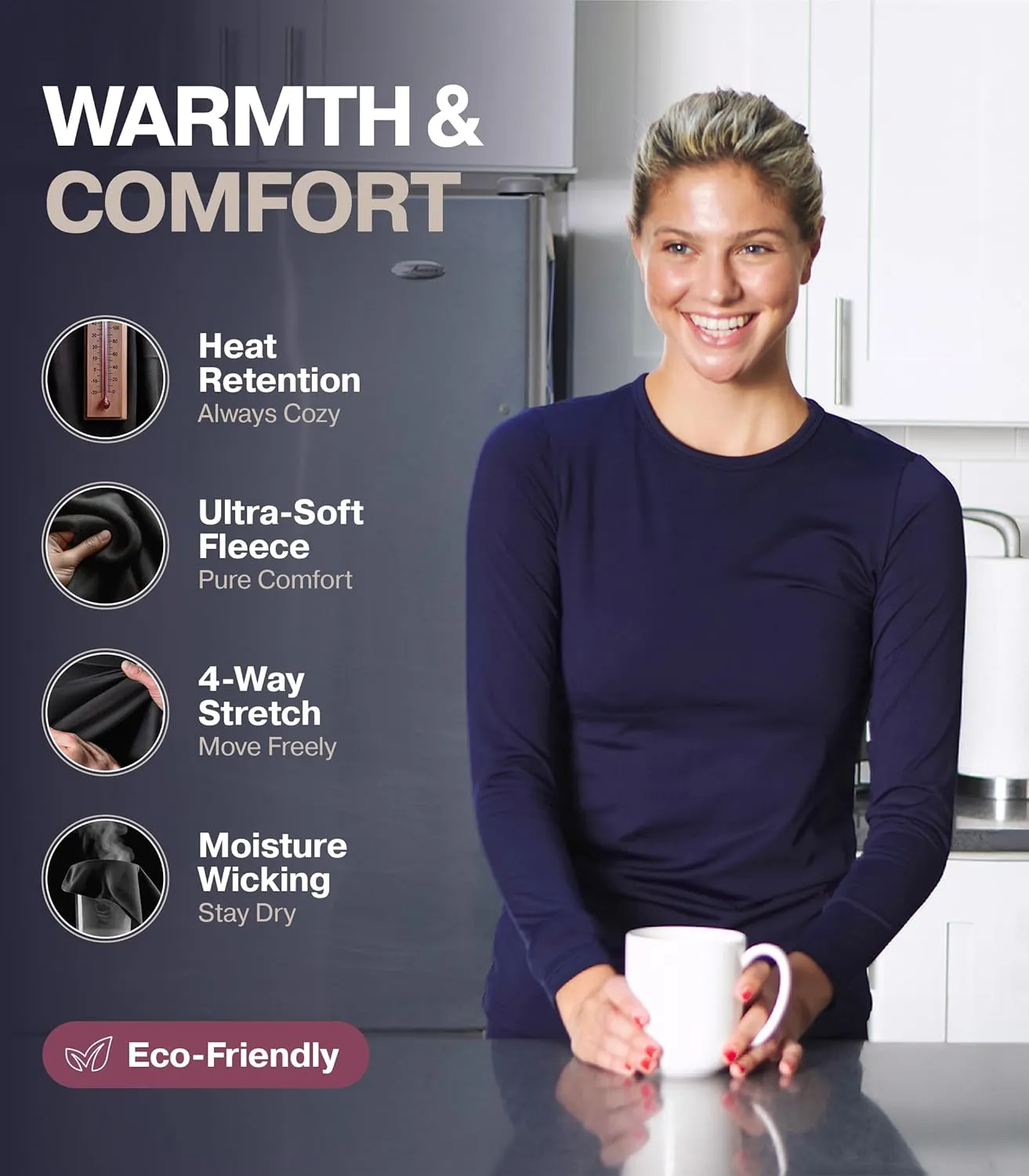 Thermajane Long Sleeve Thermal Shirts for Women Cold Weather, Womens Thermal Underwear Tops, Base Layer Women Thermal