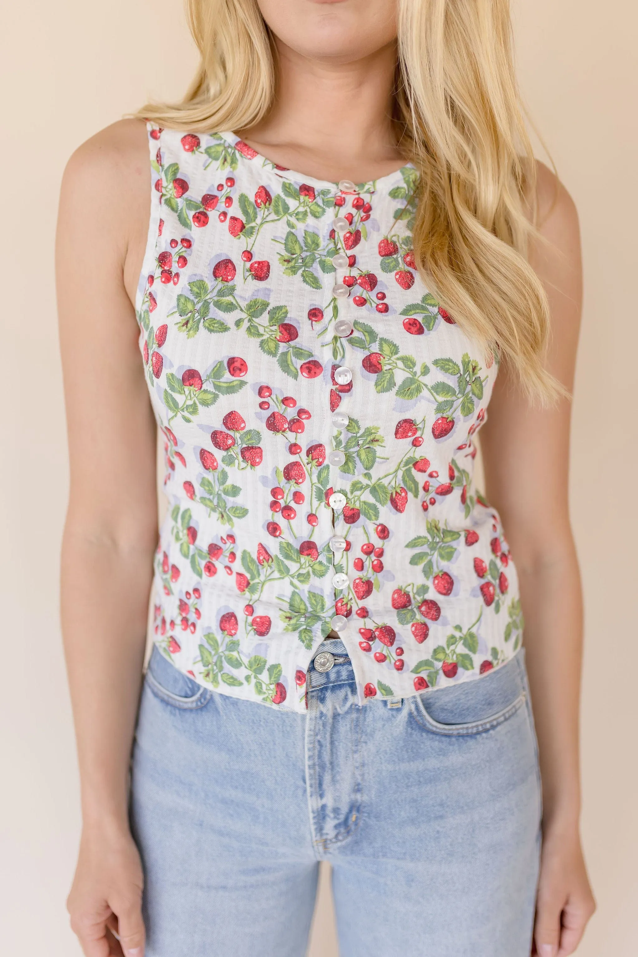 Tilly Strawberry Printed Vest