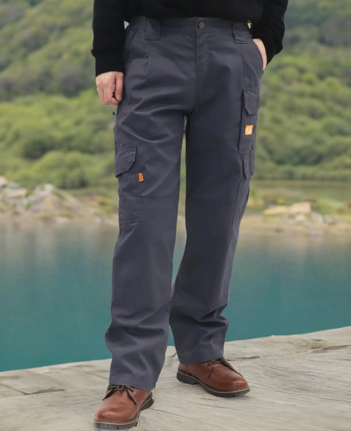 Titicaca Men's FR Cargo Pants Flame Resistant Pants Lightweight 7.5oz 100% Cotton Fire Retardant Elastic Waist Pants