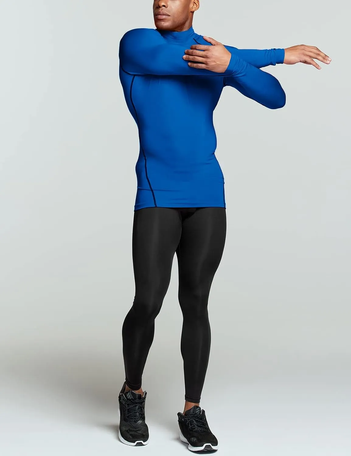 TSLA Men's UPF 50  Mock Long Sleeve Compression Shirts, Athletic Workout Shirt, Base Layer for Water Sports