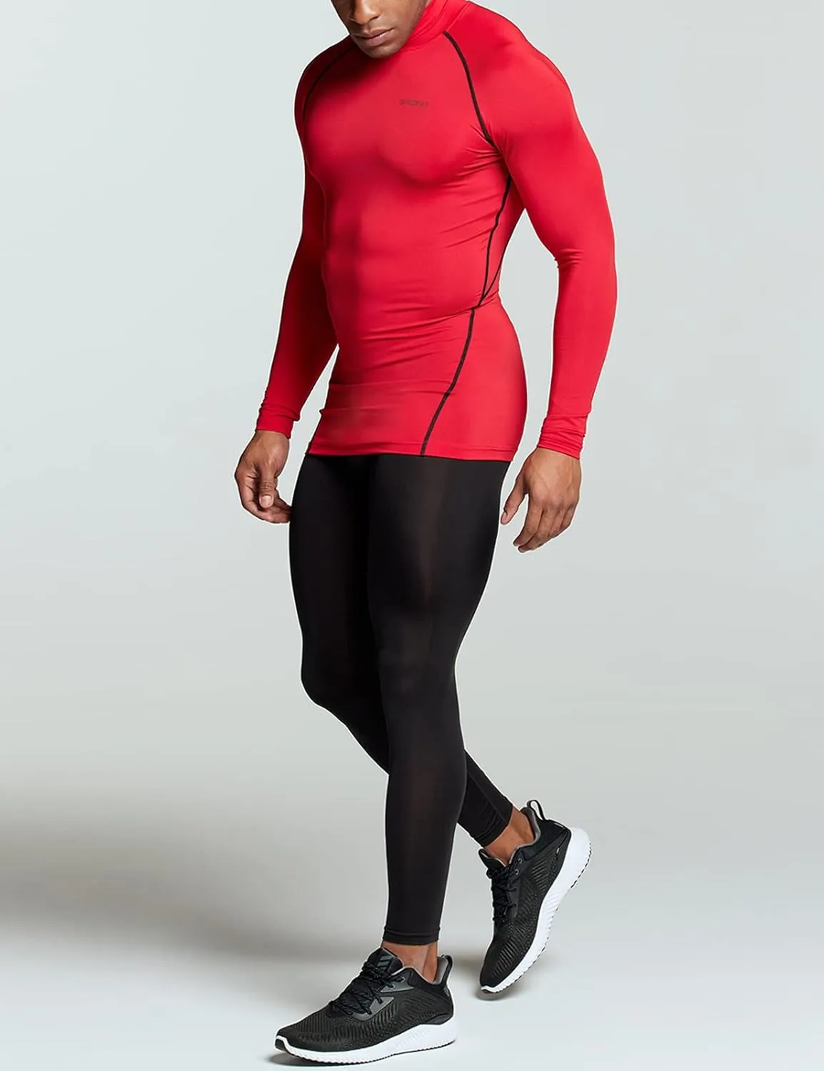 TSLA Men's UPF 50  Mock Long Sleeve Compression Shirts, Athletic Workout Shirt, Base Layer for Water Sports