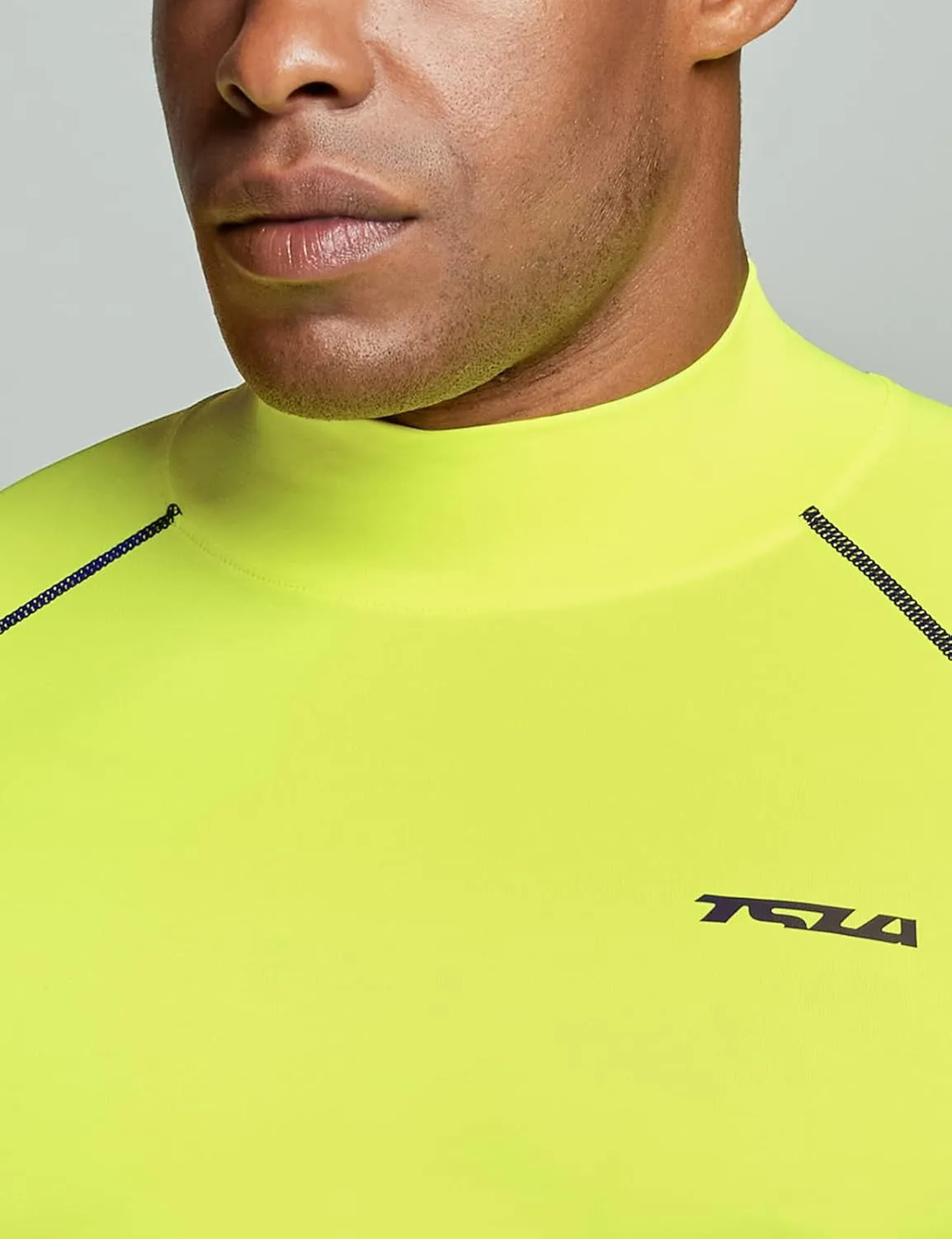 TSLA Men's UPF 50  Mock Long Sleeve Compression Shirts, Athletic Workout Shirt, Base Layer for Water Sports