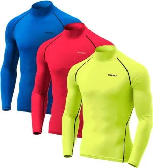 TSLA Men's UPF 50  Mock Long Sleeve Compression Shirts, Athletic Workout Shirt, Base Layer for Water Sports