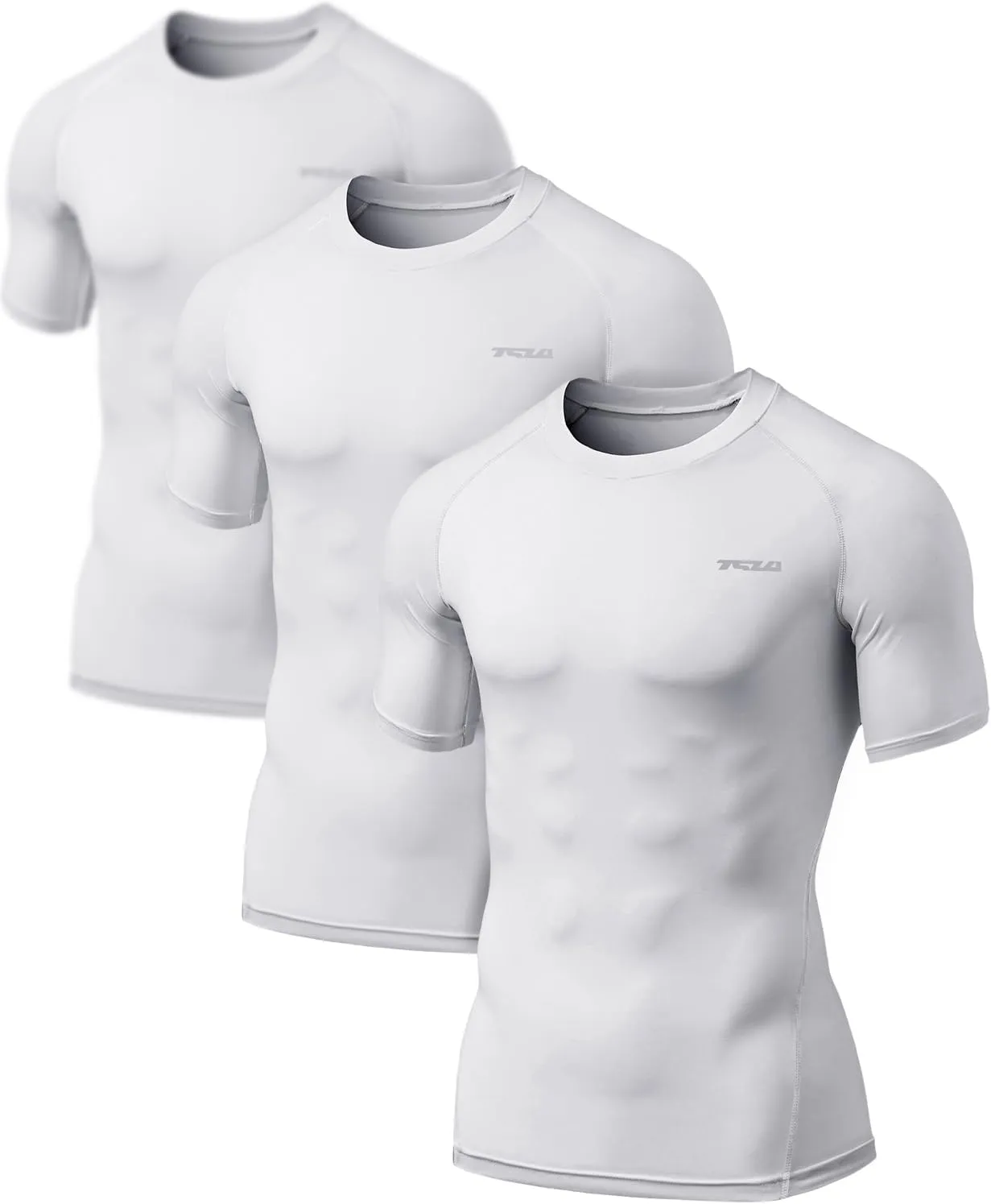 TSLA Men's UPF 50  Quick Dry Short Sleeve Compression Shirts, Athletic Workout Shirt, Water Sports Rash Guard