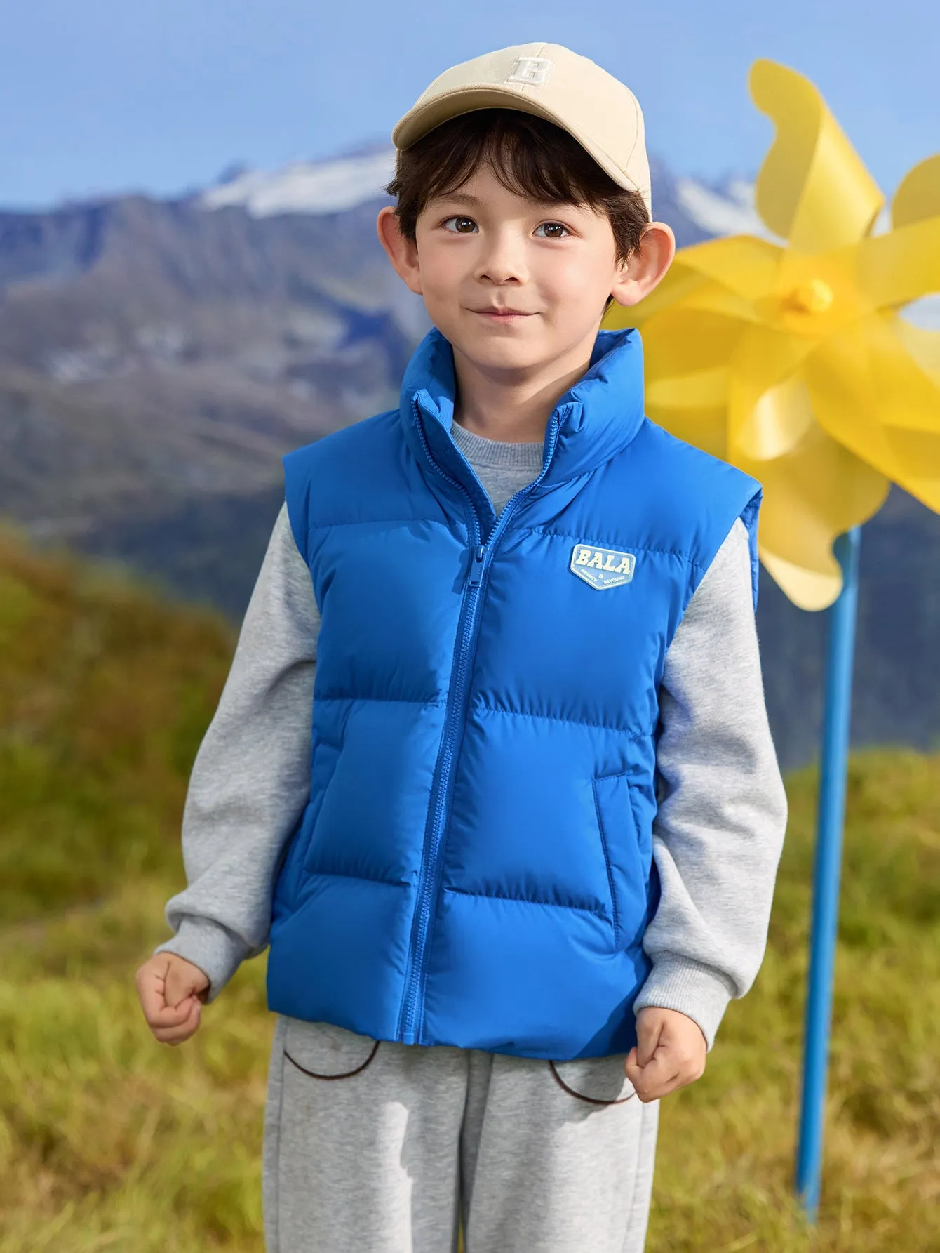 Unisex Parent-Child Stand-Up Collar Oblique Pocket Vest