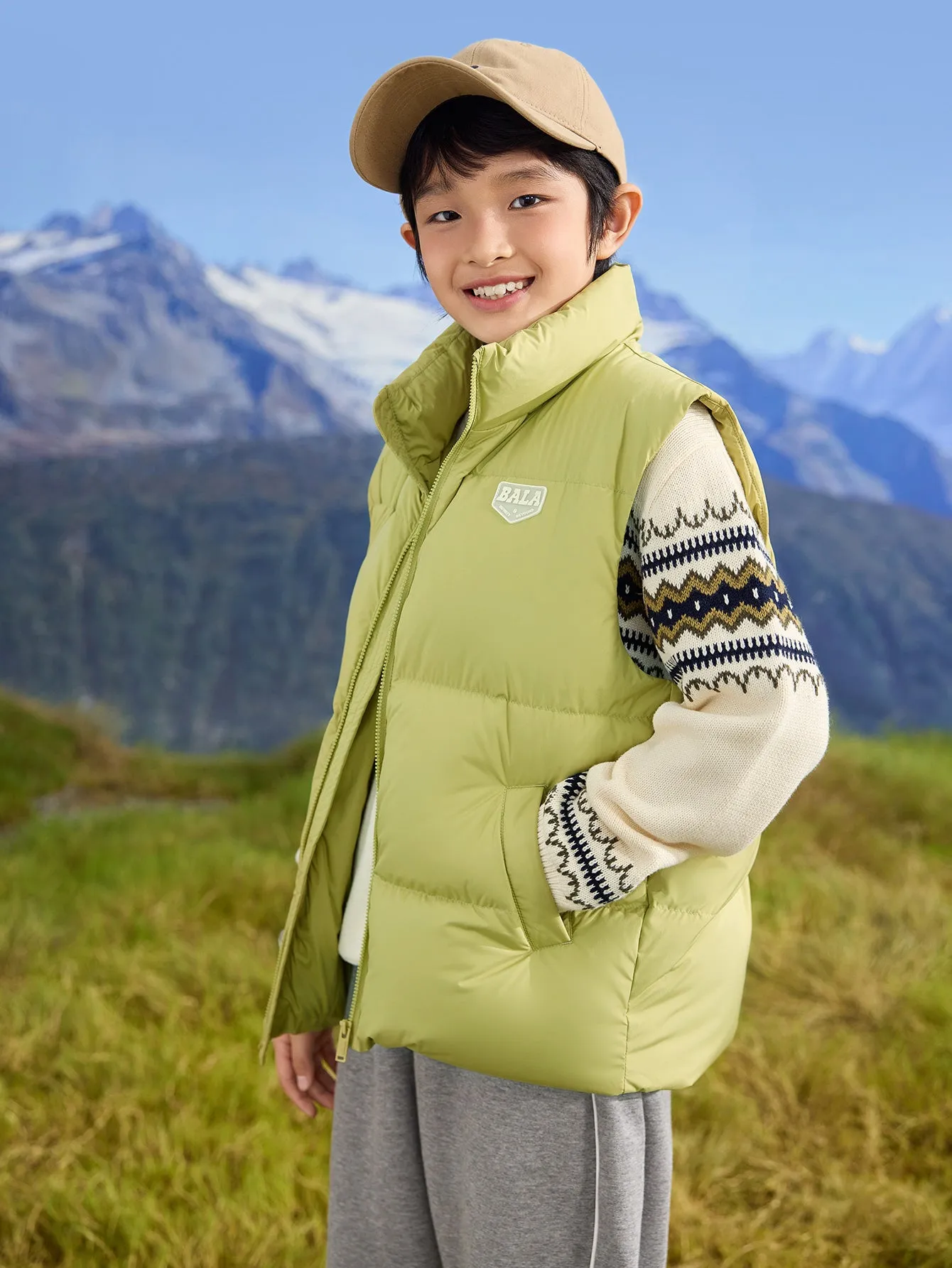 Unisex Parent-Child Stand-Up Collar Oblique Pocket Vest