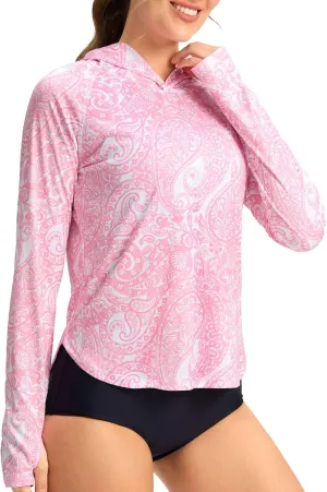 Viodia Women's Sun Hoodie UPF 50  SPF Rash Guard Long Sleeve Lightweight Quick Dry UV Shirts for Hiking Fishing Swim
