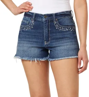 WallFlower Women's Fearless Curvy Denim Fashion Shorts High-Rise Insta Vintage Juniors