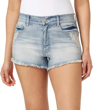 WallFlower Women's Fearless Curvy Denim Fashion Shorts High-Rise Insta Vintage Juniors