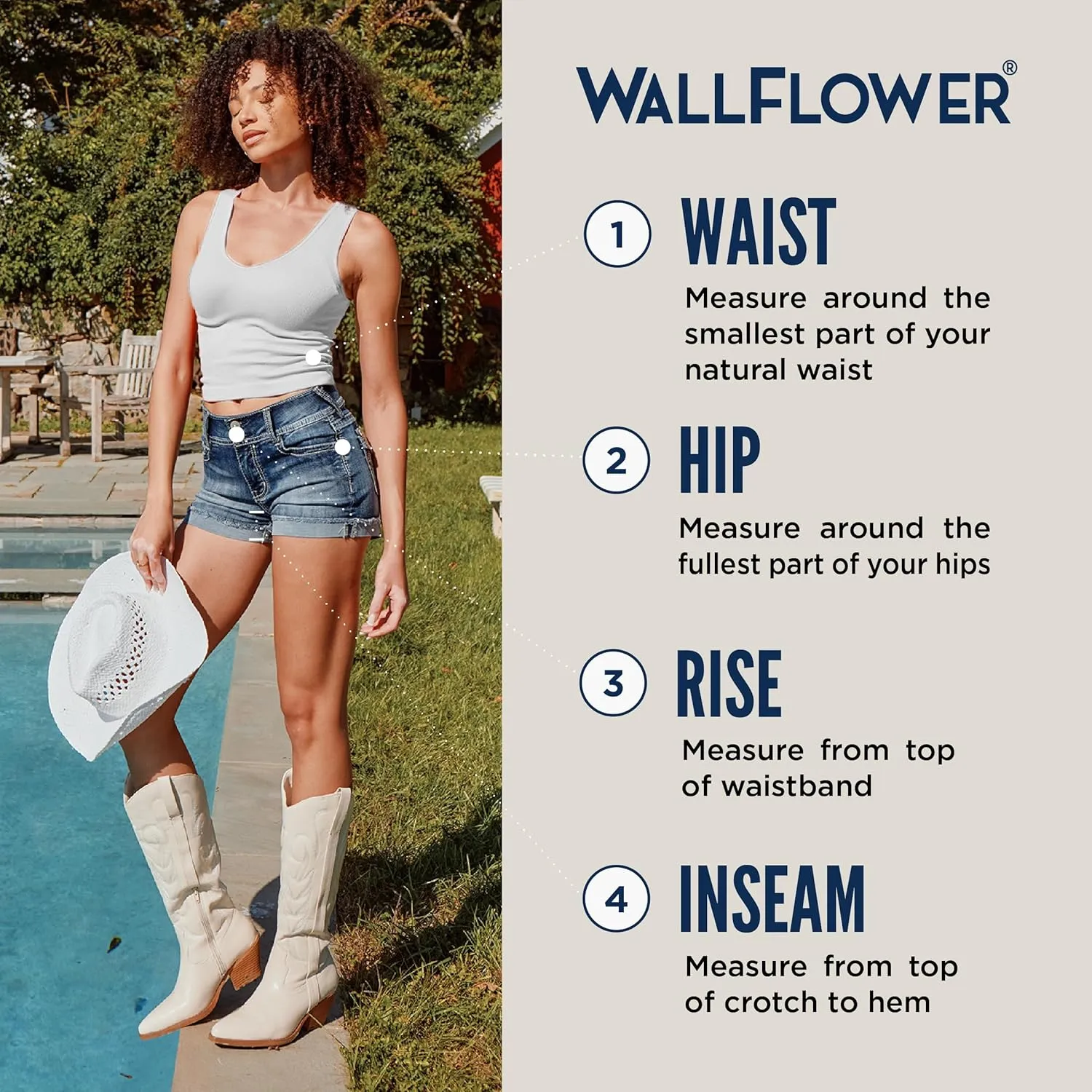 WallFlower Women's Fearless Curvy Denim Fashion Shorts High-Rise Insta Vintage Juniors