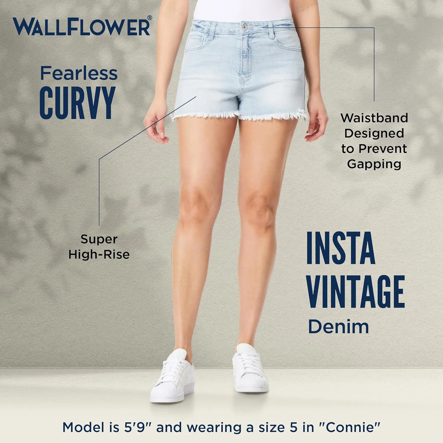 WallFlower Women's Fearless Curvy Denim Fashion Shorts High-Rise Insta Vintage Juniors