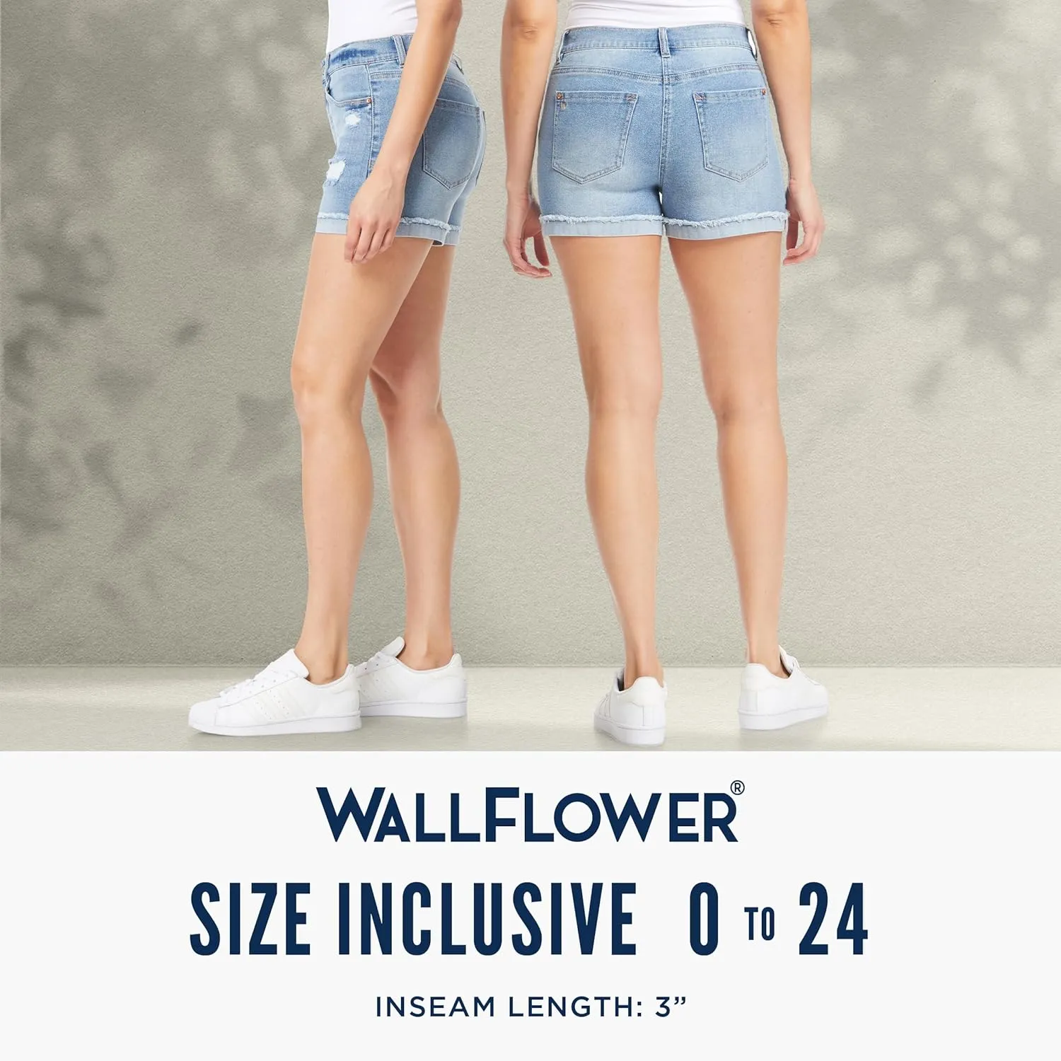 WallFlower Women's Fearless Curvy Denim Shorts High-Rise Insta Vintage Juniors (Standard and Plus)