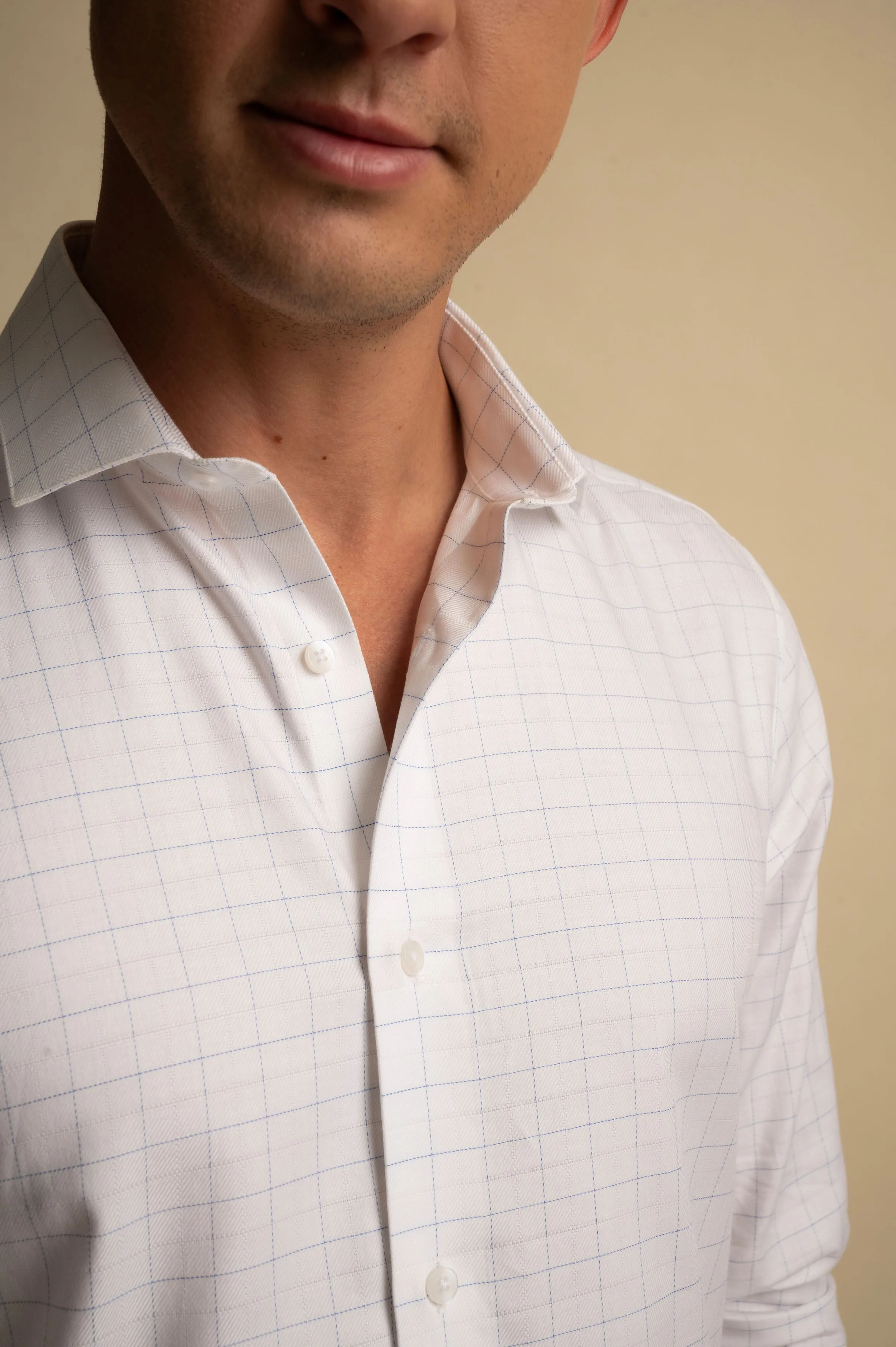 White Graph Check Shirt