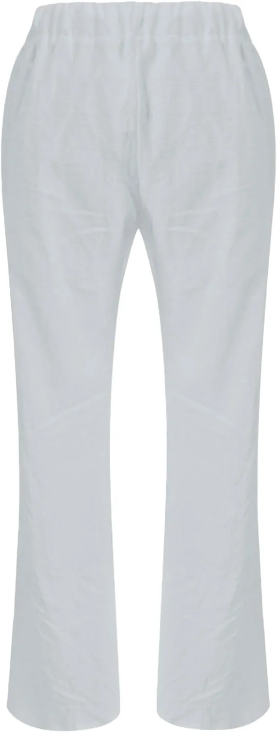 Wide Leg Linen Pants for Women Summer Low Waisted Palazzo Lounge Pants Drawstring Lightweight Trousers with Pockets