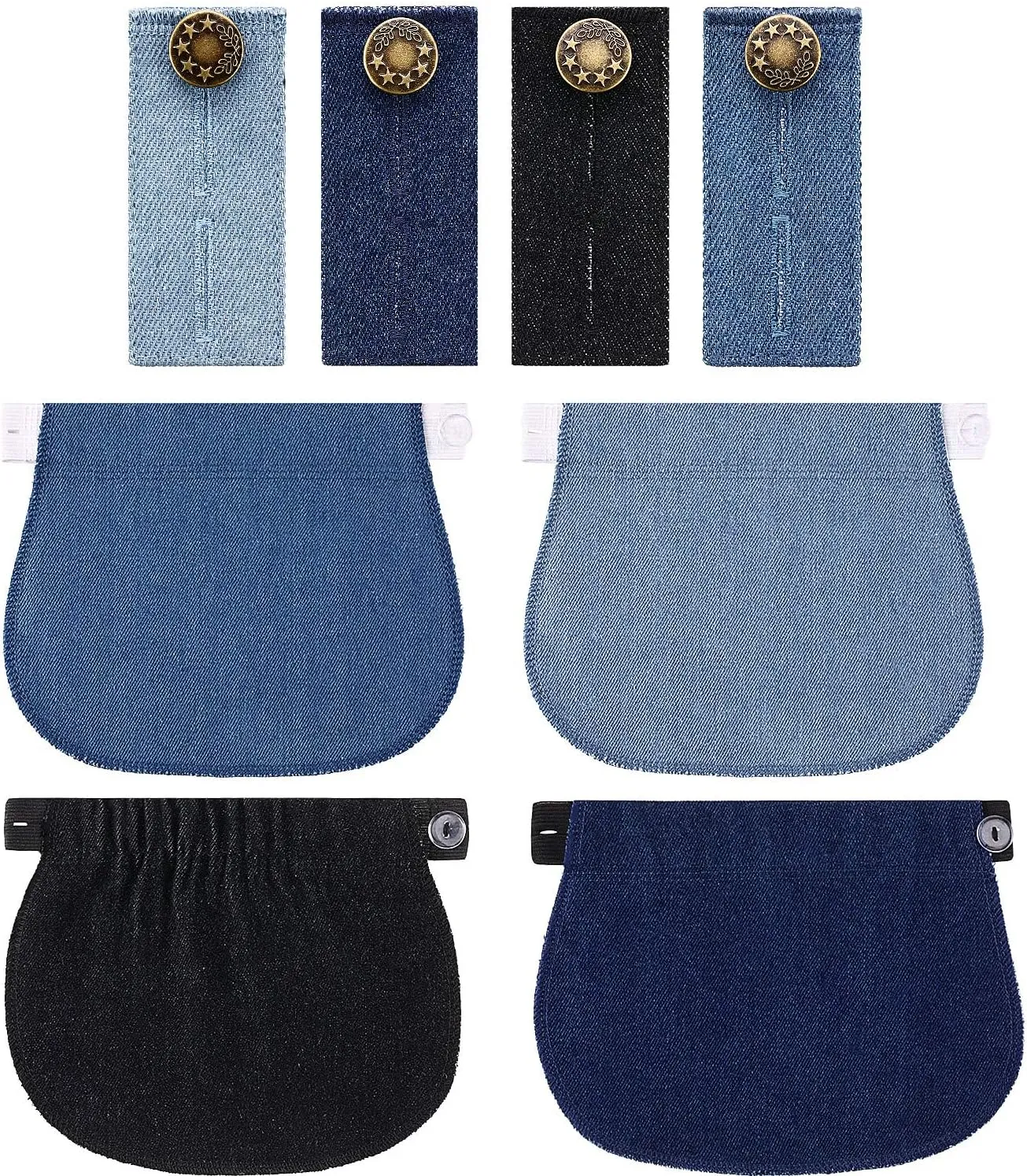WILLBOND 8 Pieces Maternity Pants Extender Adjustable Pregnancy Waistband Extenders Button Jean Elastic Band for Women Men