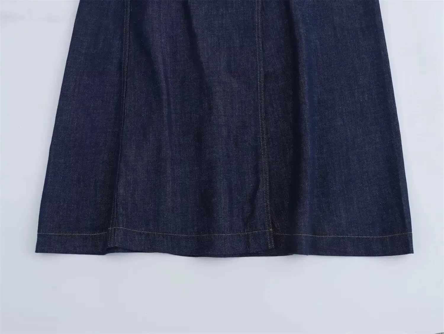 Women Blue Denim Skirt Fashion High Waist A-LINE Split Straight Leg Jeans Midi Skirts