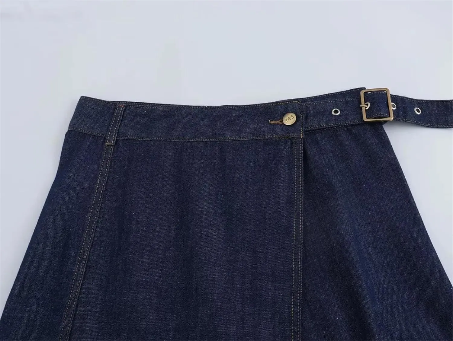 Women Blue Denim Skirt Fashion High Waist A-LINE Split Straight Leg Jeans Midi Skirts