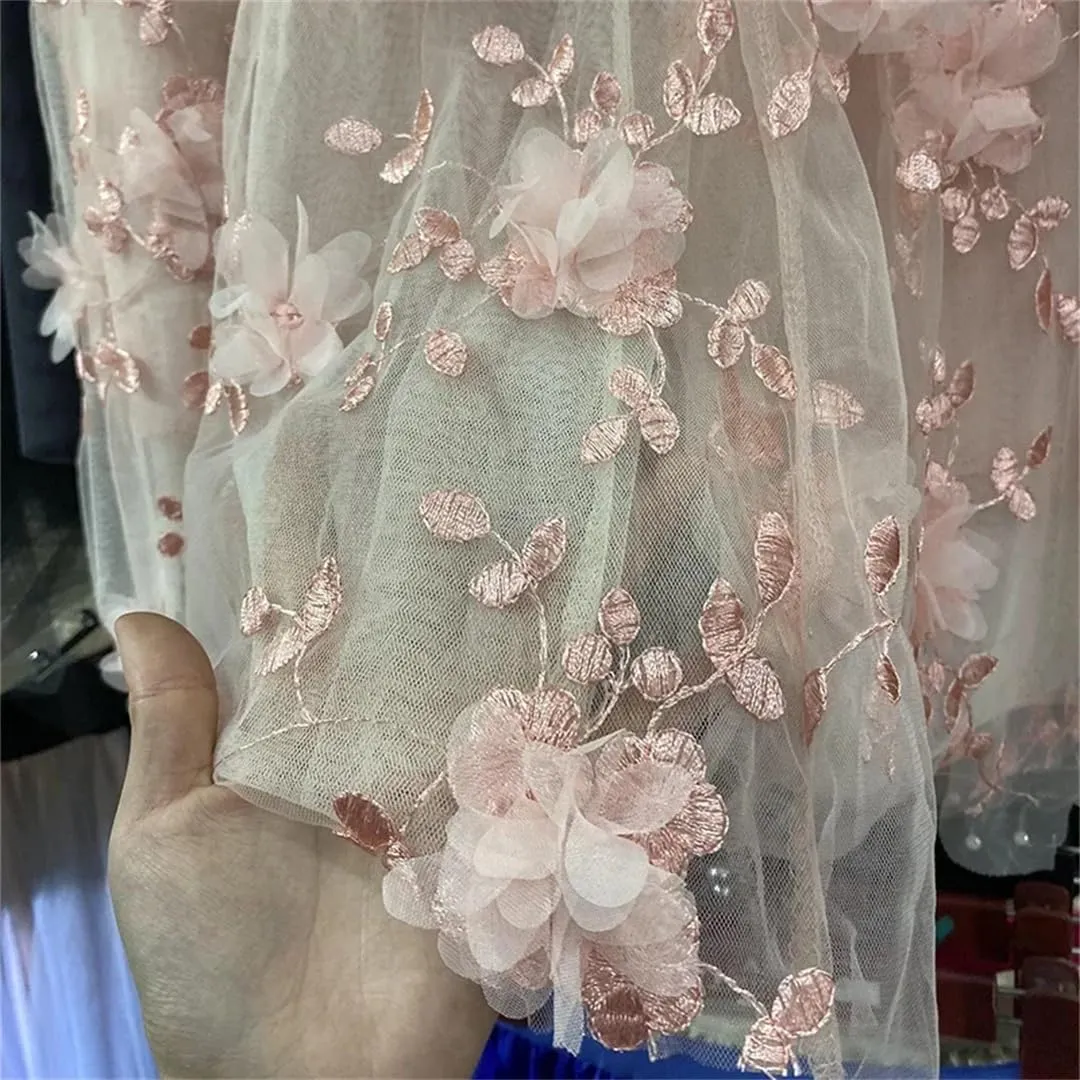 Women Mesh Patchwork Floral Female Long Skirt Ladies High Waist Pleated A-Line Swing Midi Skirts