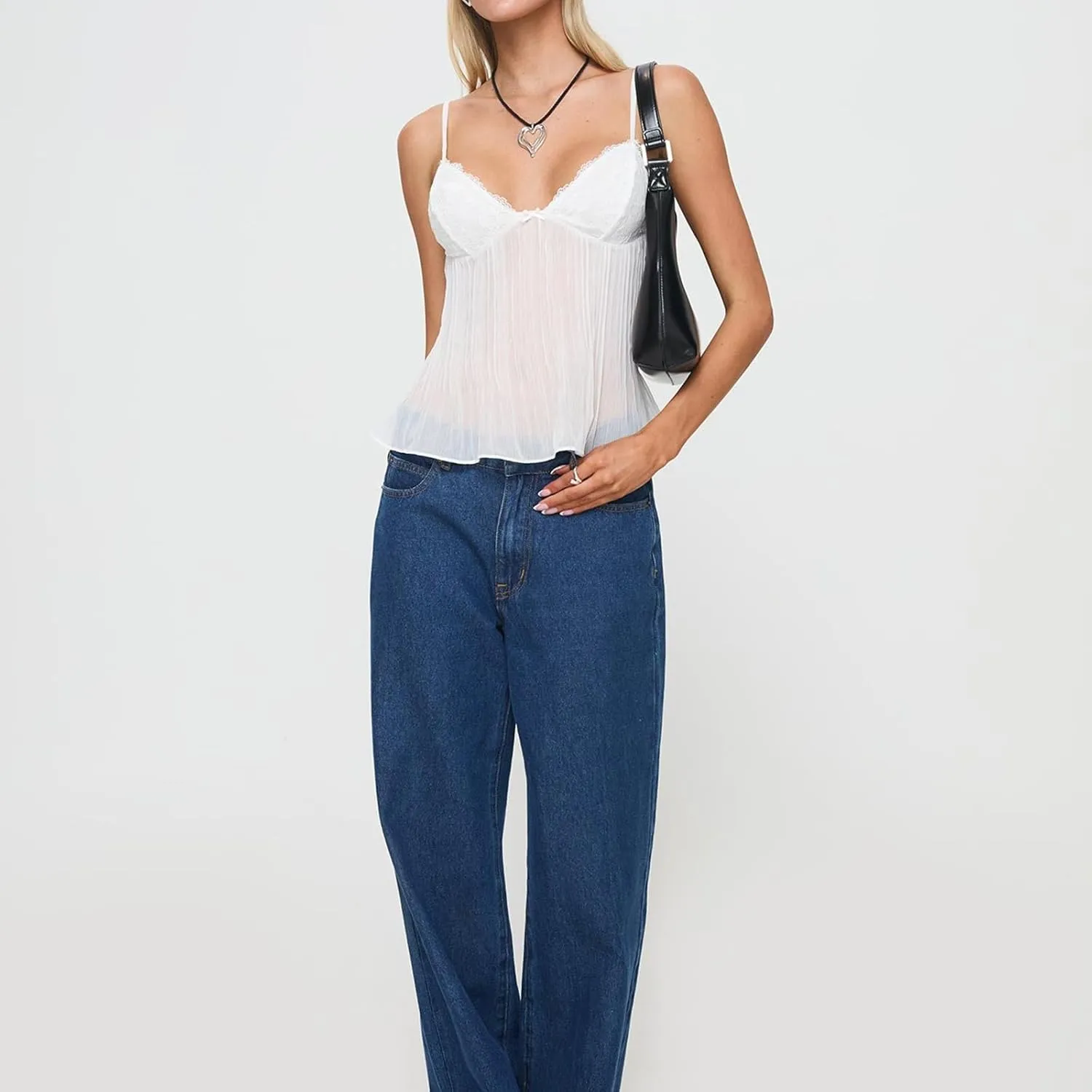 Women Y2K Mesh Camisole Top Sexy Spaghetti Strap Backless See Through Crop Vest Bustier Going Out Tops Streetwear