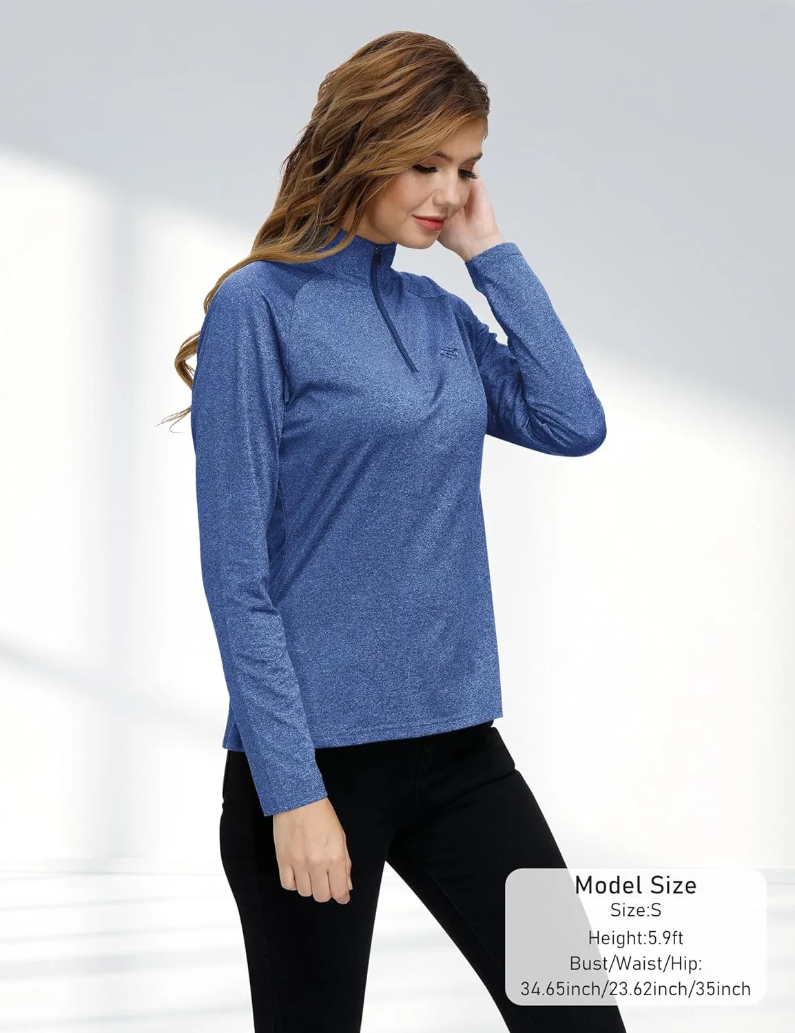 Womens 1/4 Zip Golf Shirt Long Sleeve Lightweight Golf Pullover Outdoor Athletic Tennis Polo Shirts