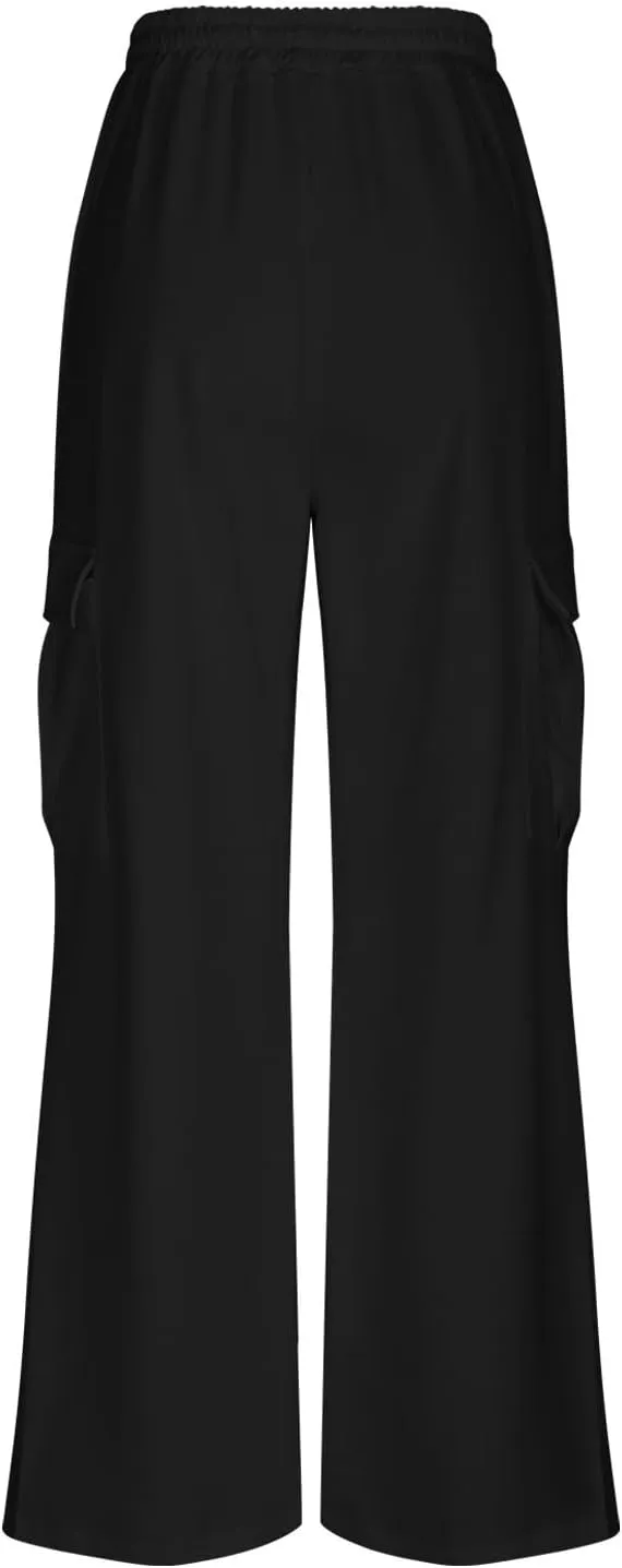 Womens Cargo Sweatpants with Pockets Wide Leg Baggy High Waisted Sweats Pants Drawstring Waist Athletic Trousers