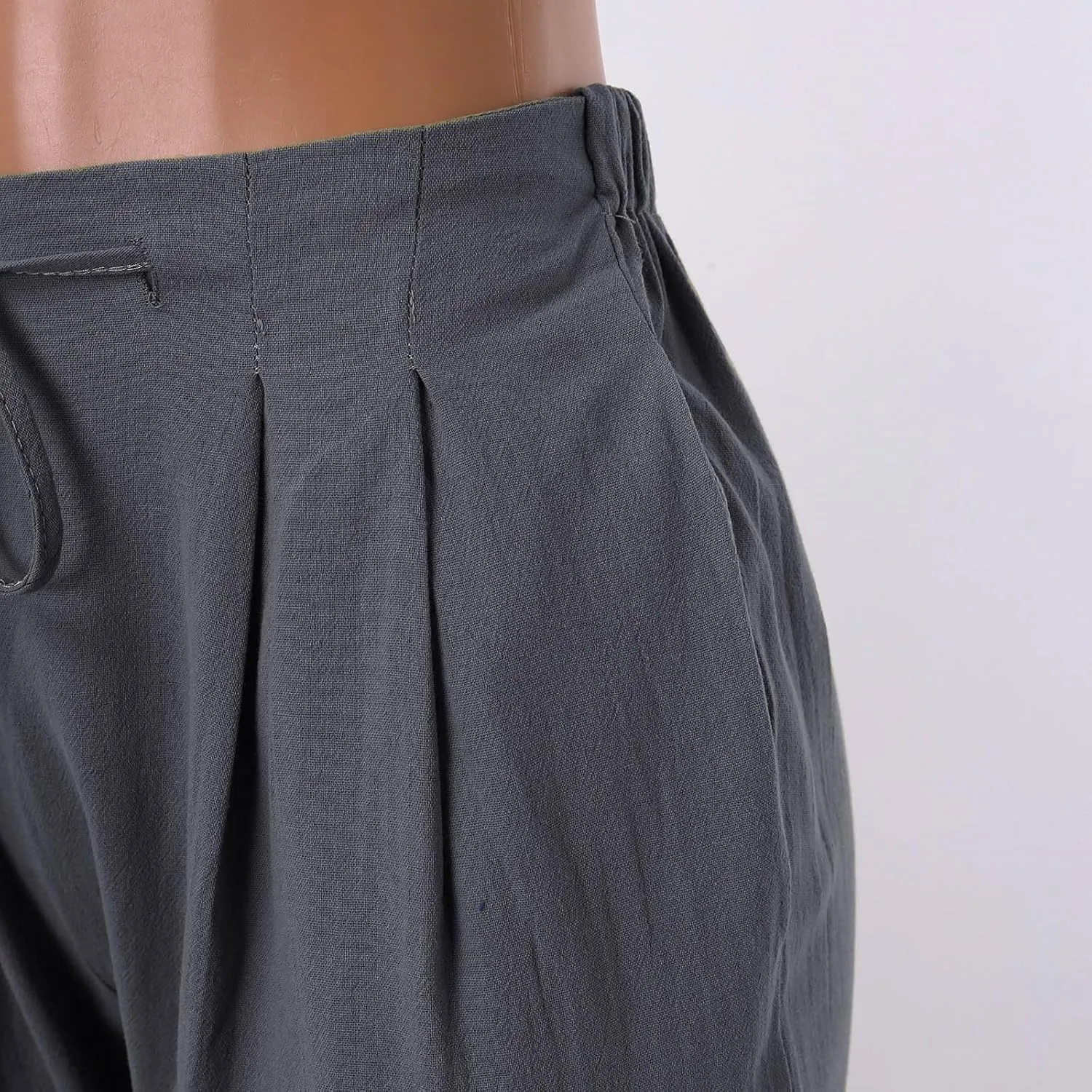 Womens Casual Linen Pants Lightweight Drawstring Elastic Waist Spring Summer Relax Fit Beach Slacks Comfy Trousers