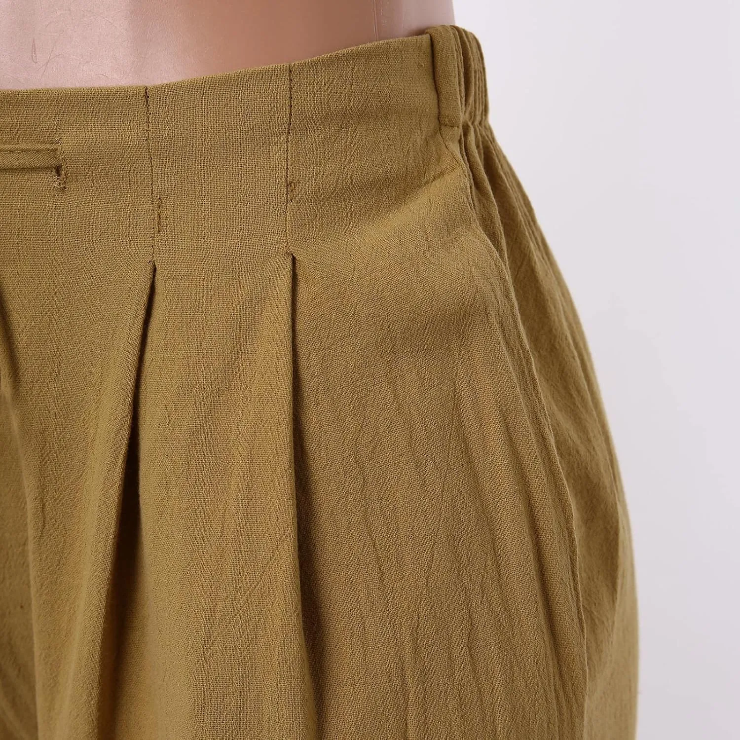 Women's Cotton Linen Capri Pants Solid Loose Fit Baggy High Waisted Casual Summer Vacation Trousers with Pockets