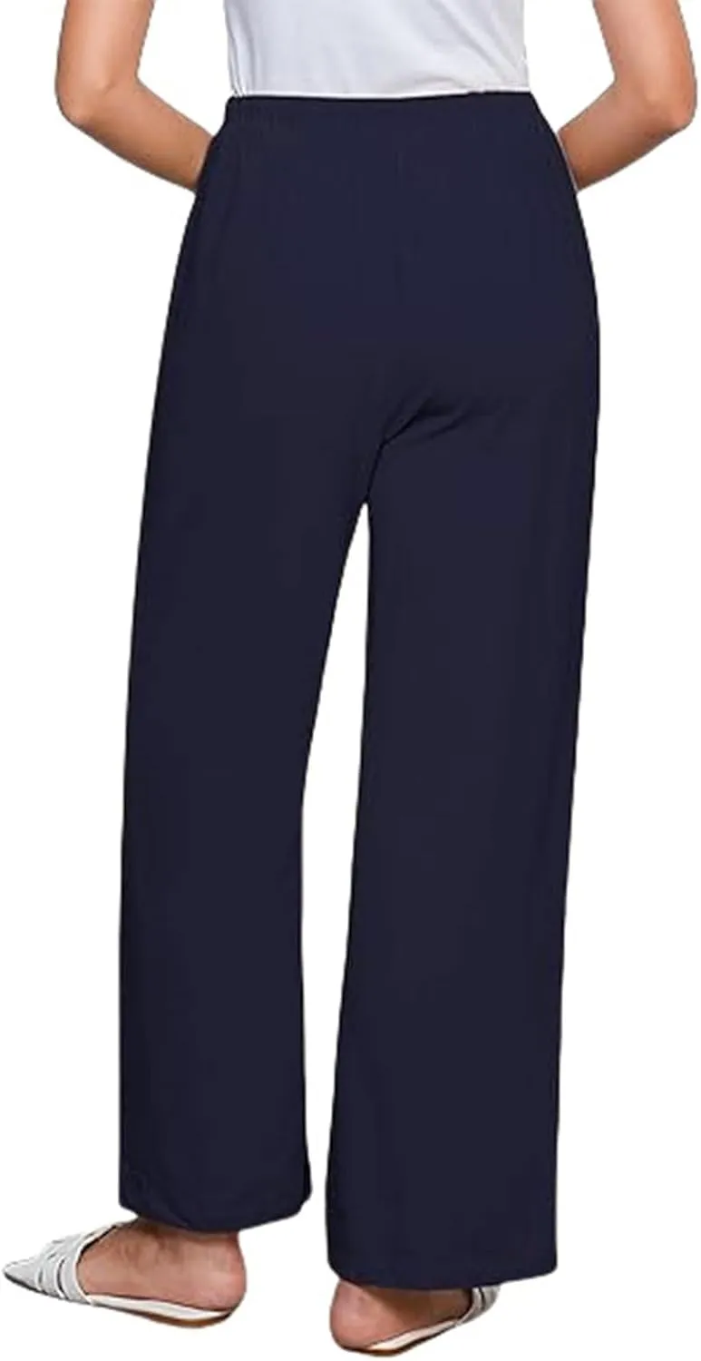 Women's Cotton Linen Pants High Waisted Adjustable Tie Knot Trousers Summer Casual Work Wide Leg Pants for Women