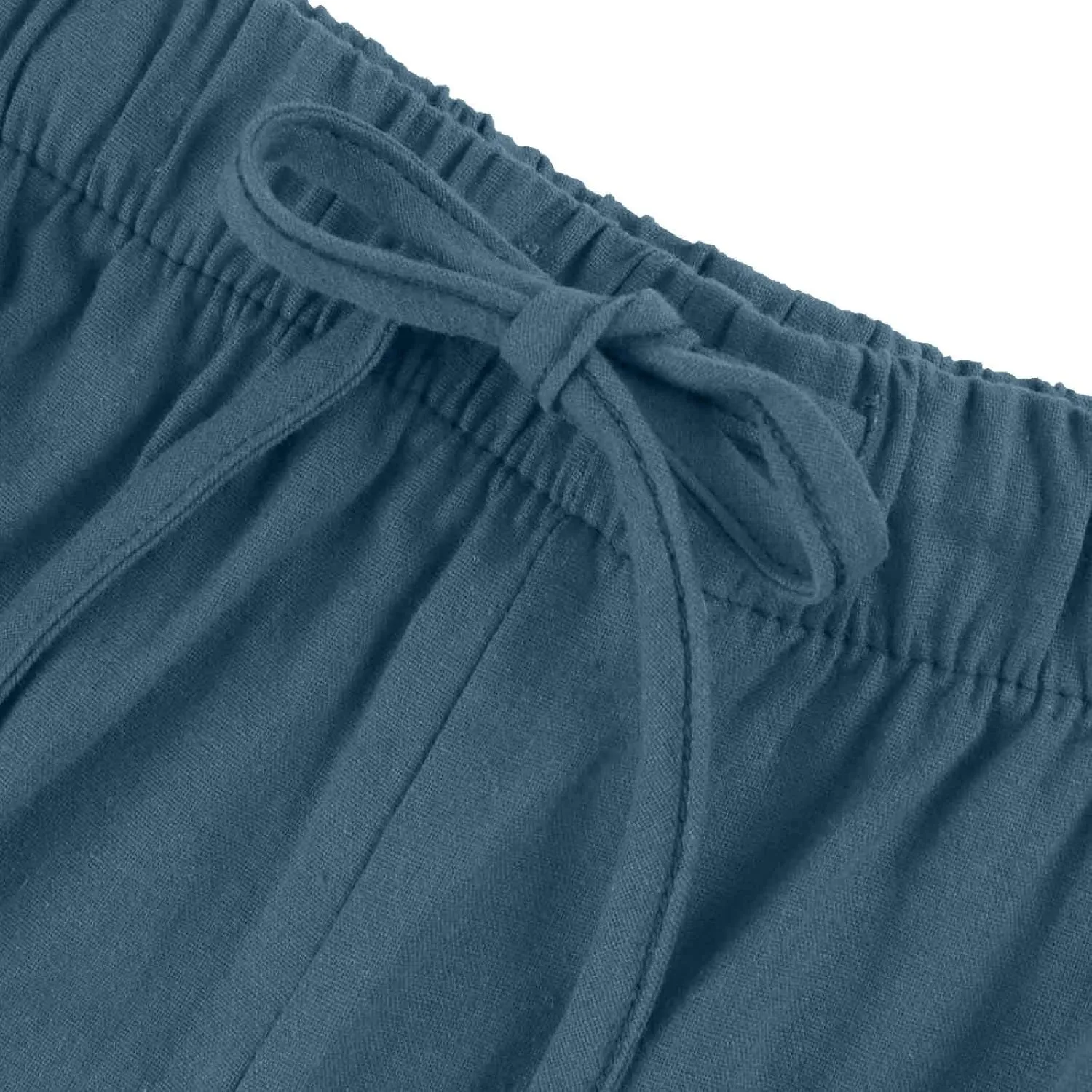 Women's Cotton Linen Pants Summer Casual Loose Drawstring High Waist Palazzo Wide Leg Capri Palazzo Loose Trousers