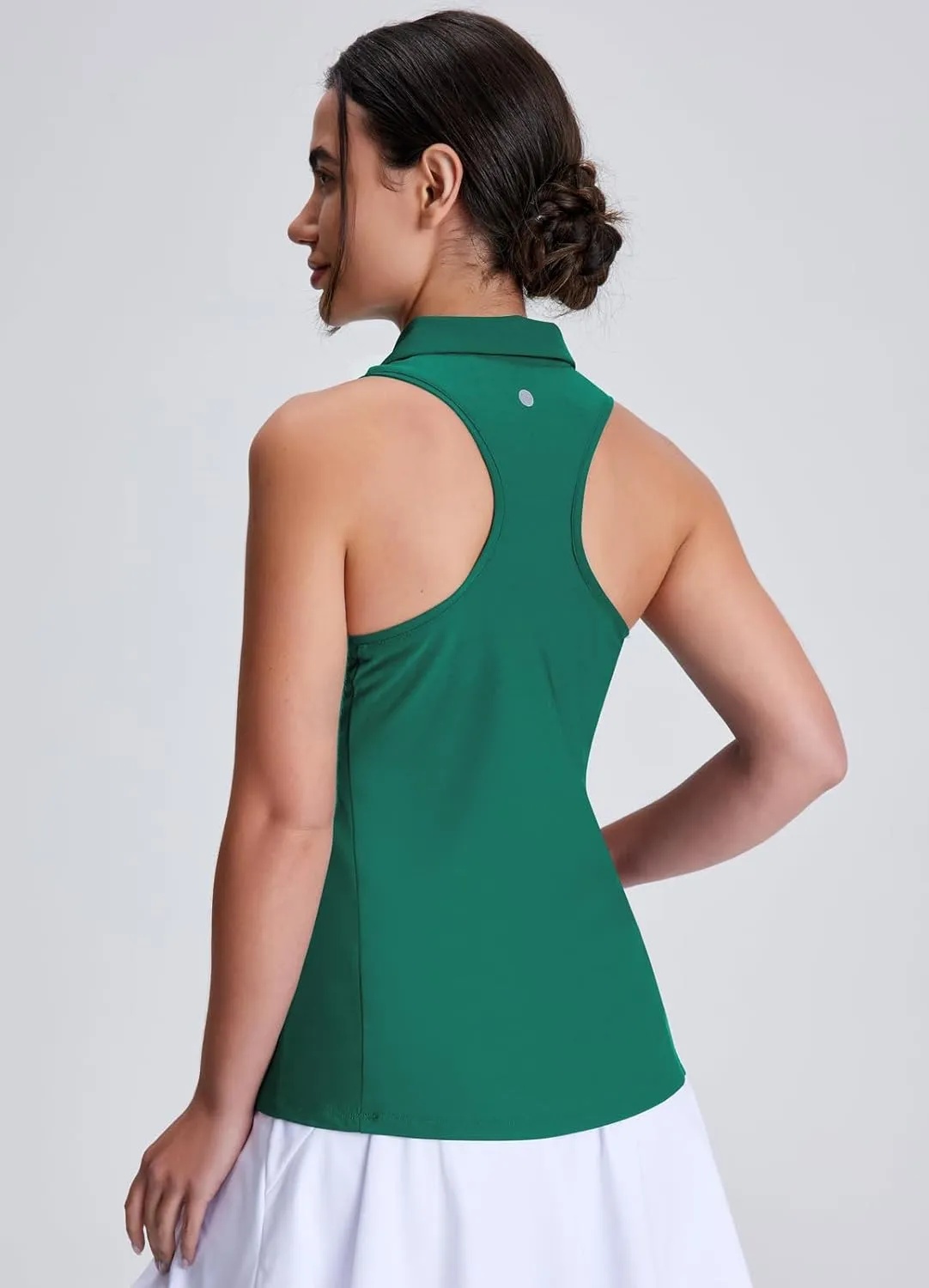 Women's Golf Shirts Sleeveless Racerback Slim Fit Tennis Tank Tops V-Neck Collared Polo Quick Dry UPF 50 