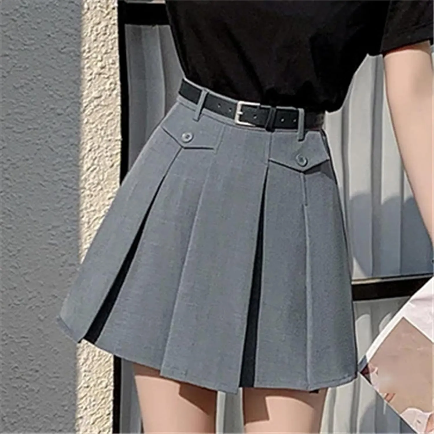 Women's High Waist A-Line Pleated Mini Skirt  Spring Summer Fashion Casual Short Suit Skirt