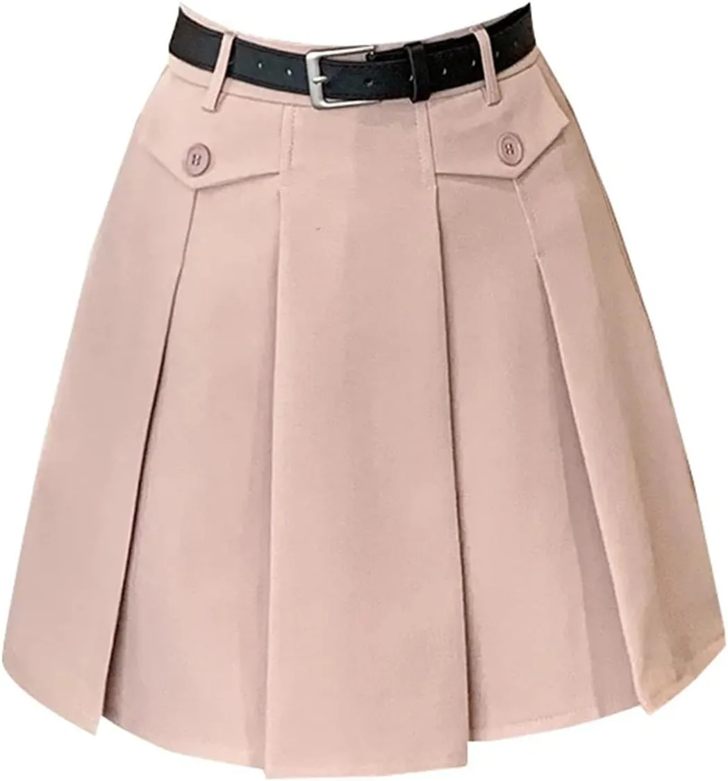 Women's High Waist A-Line Pleated Mini Skirt  Spring Summer Fashion Casual Short Suit Skirt