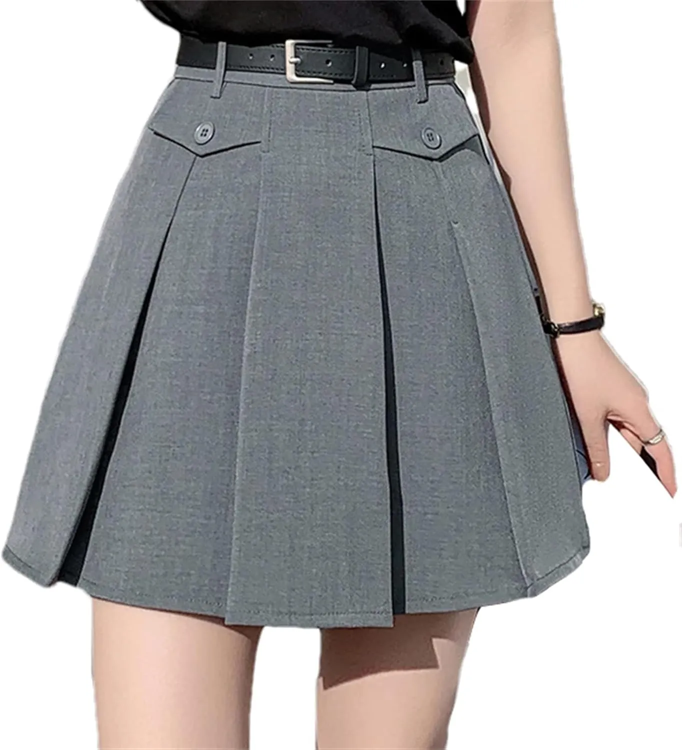 Women's High Waist A-Line Pleated Mini Skirt  Spring Summer Fashion Casual Short Suit Skirt