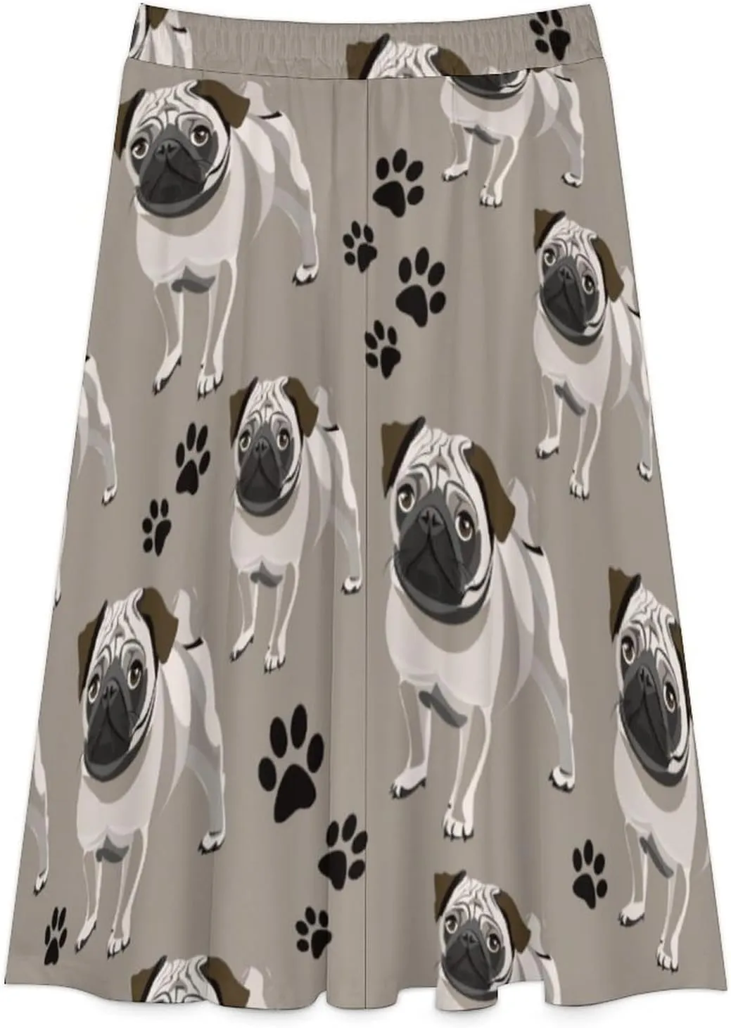 Womens High Waisted A-Line Rabbit Pleated Midi-Long Skirt