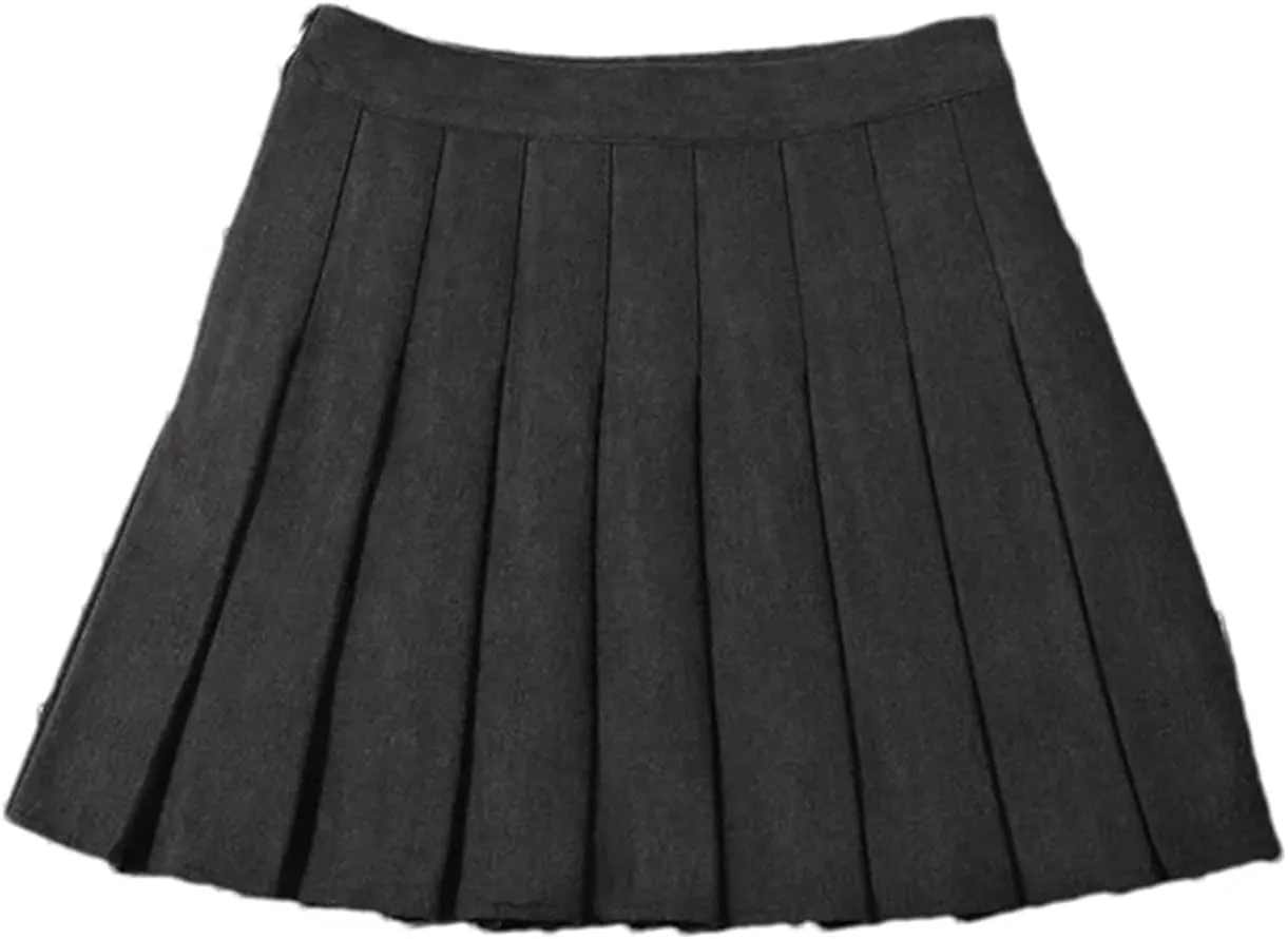 Women's High-Waisted Pleated Mini Skirt  A-Line Skort School Uniform Style Tennis Skirts