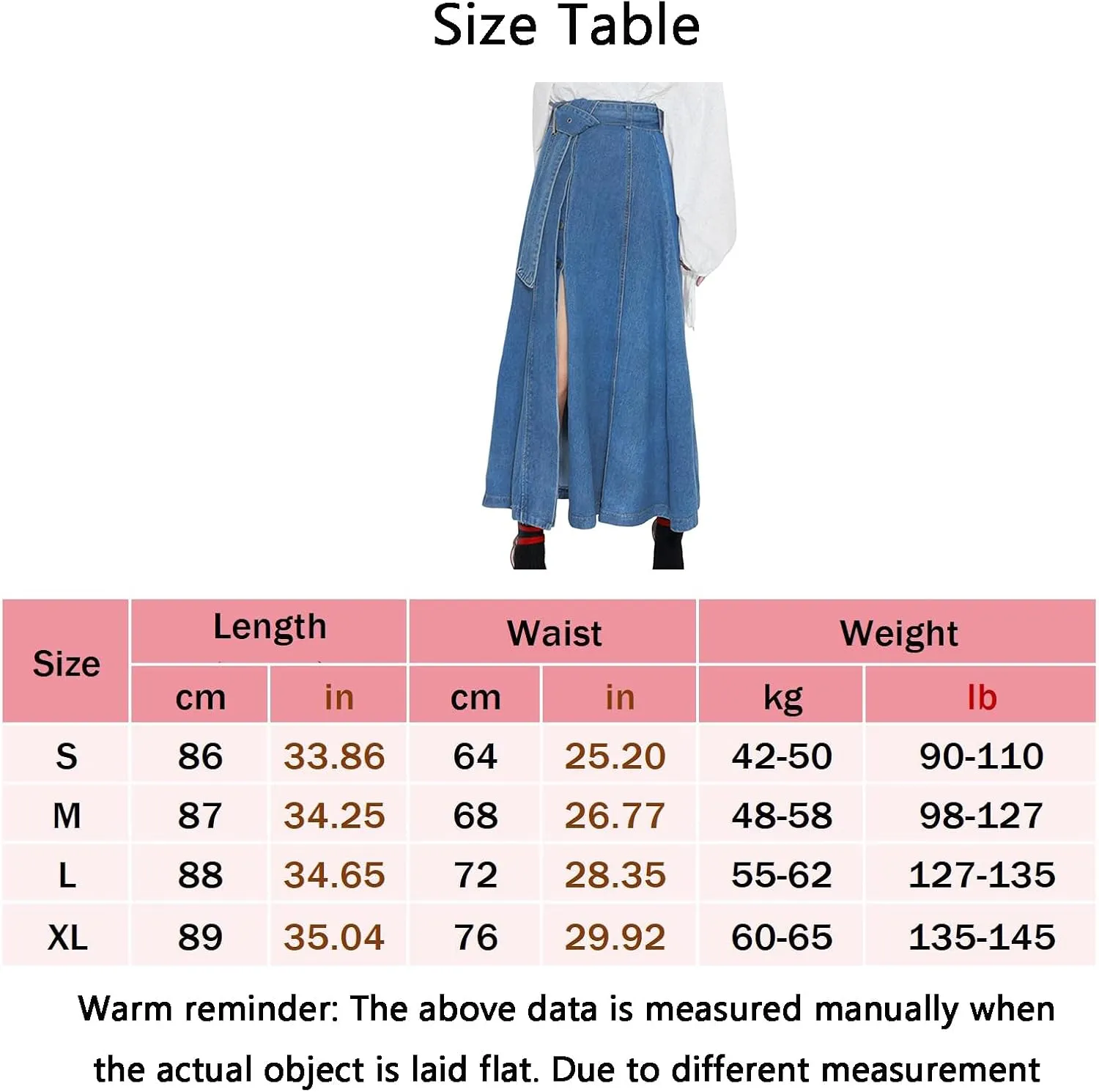 Women's Jean Skirt High Waisted Buttons Slit Hem A Line Swing Maxi Long Denim Skirts