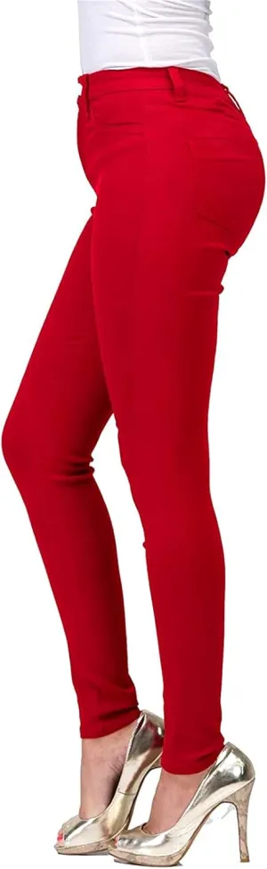 Women's Jeggings with Pockets, Skinny Fit Denim Look, High Waisted Stretchy Pull On Pants, Full-Length & Capri