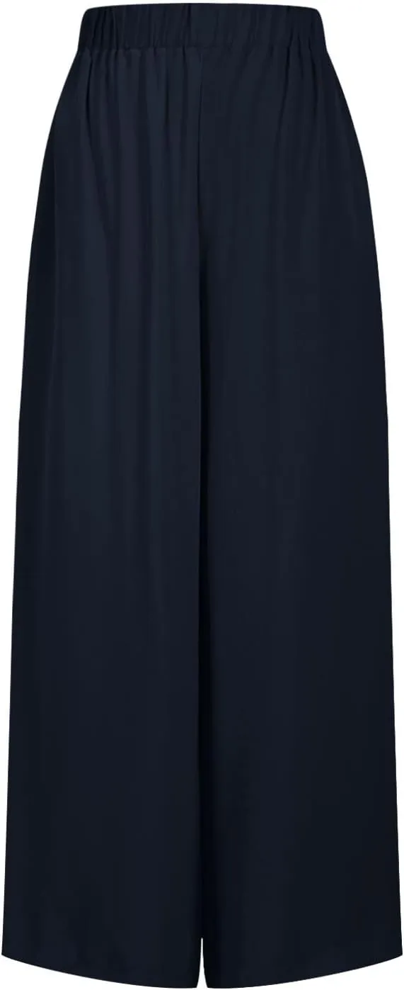 Women's Linen Palazzo Pants 2025 Casual Flowy Trousers Summer Lightweight Wide Leg Pants Baggy Lounge Pants with Pocket