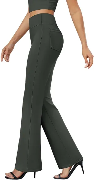 Womens Pants Business Work Dress Pants Casual Slacks High Waist Stretchy Trousers Pull On Office Pants with Pockets