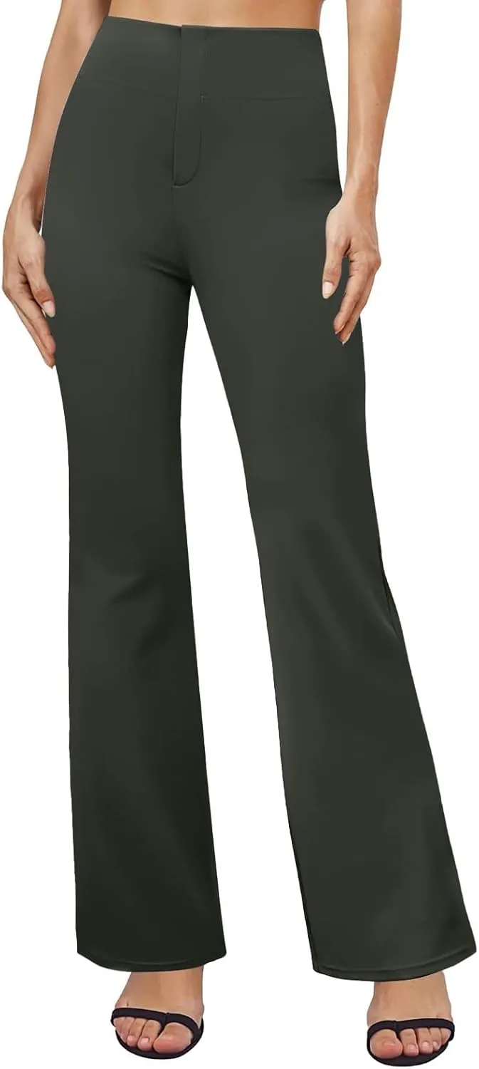 Womens Pants Business Work Dress Pants Casual Slacks High Waist Stretchy Trousers Pull On Office Pants with Pockets