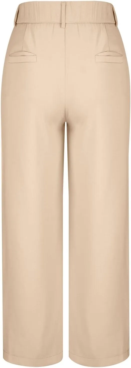 Women's Pants Casual High Waist Trousers Fashion Wide Leg Solid Flared Pants Stretchy Work Pants with Pockets