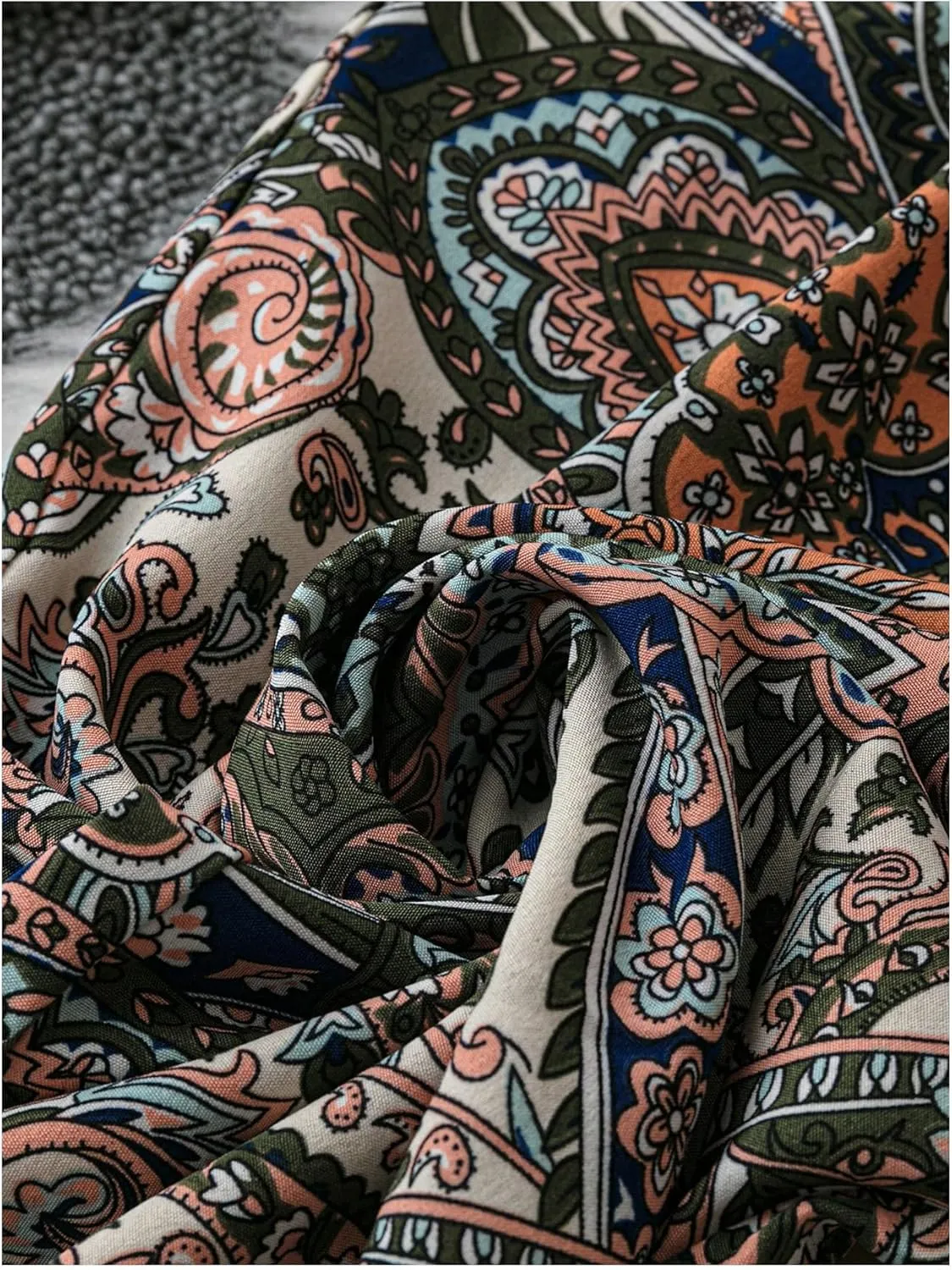 Women's Plus Size Paisley Print Pants Wide Leg Elastic Waist Boho Vacation Trousers