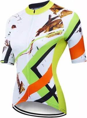 Women's Short Sleeve Cycling Jersey Full Zipper Biking Shirts Summer Quick Dry Bicycle Tops with Rear Pockets